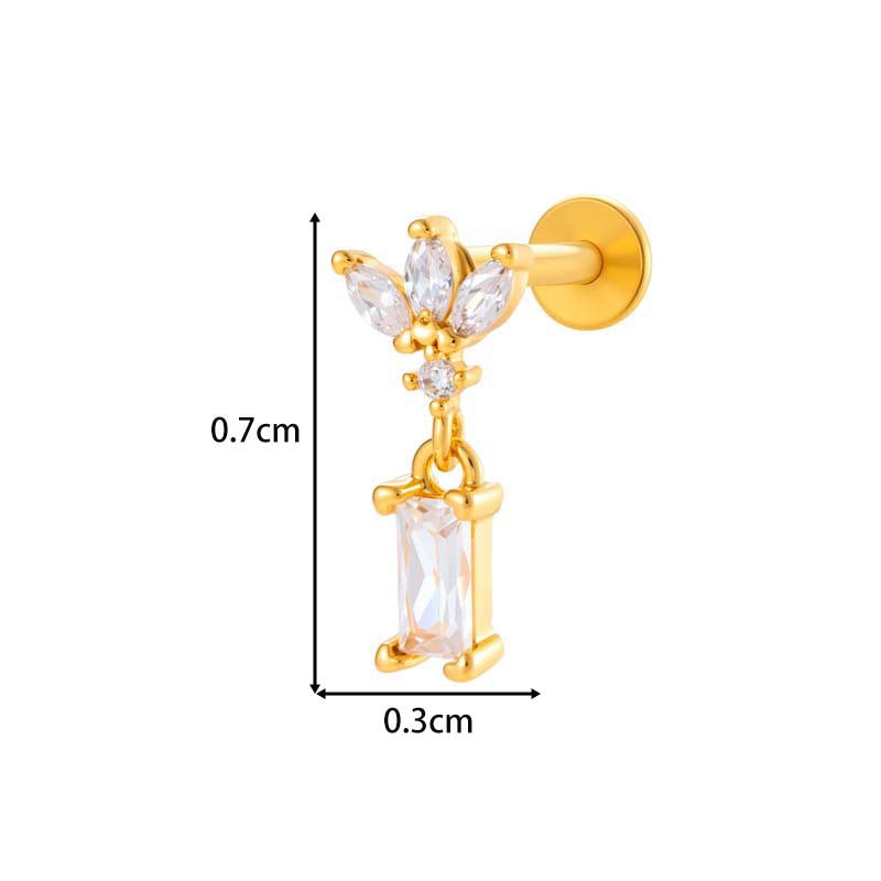Titanium Internally Threaded  CZ Cartilage Stud – Hypoallergenic Piercing Jewelry