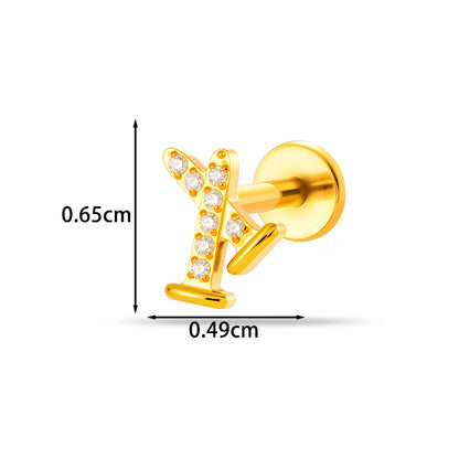 Implant Grade G23 ASTM F136 Titanium Micro CZ Flat Back Cartilage Stud | Internal Thread 16G Helix Tragus Earring