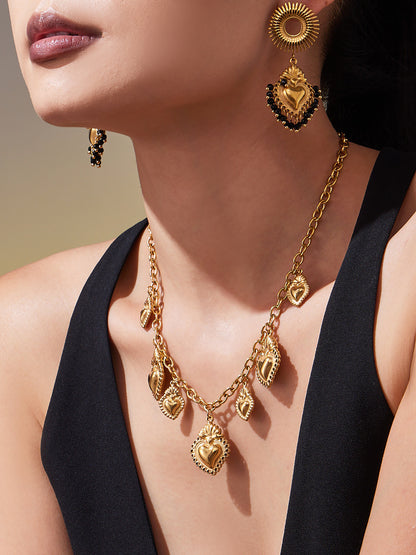 Stainless Steel Strawberry & Sunflower Jewelry Set – Necklace · Bracelet · Earrings