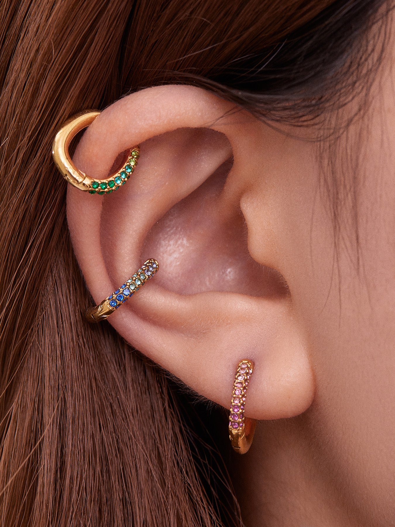 Luxury Minimalist Geometric Hoop Earrings with Micro Inlay Cubic Zirconia | Fashion Jewelry Set