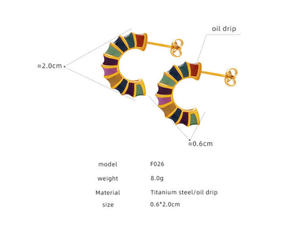 Enamel Twist Knot Hoop Earrings | Stainless Steel Colorful Drop Oil Earrings