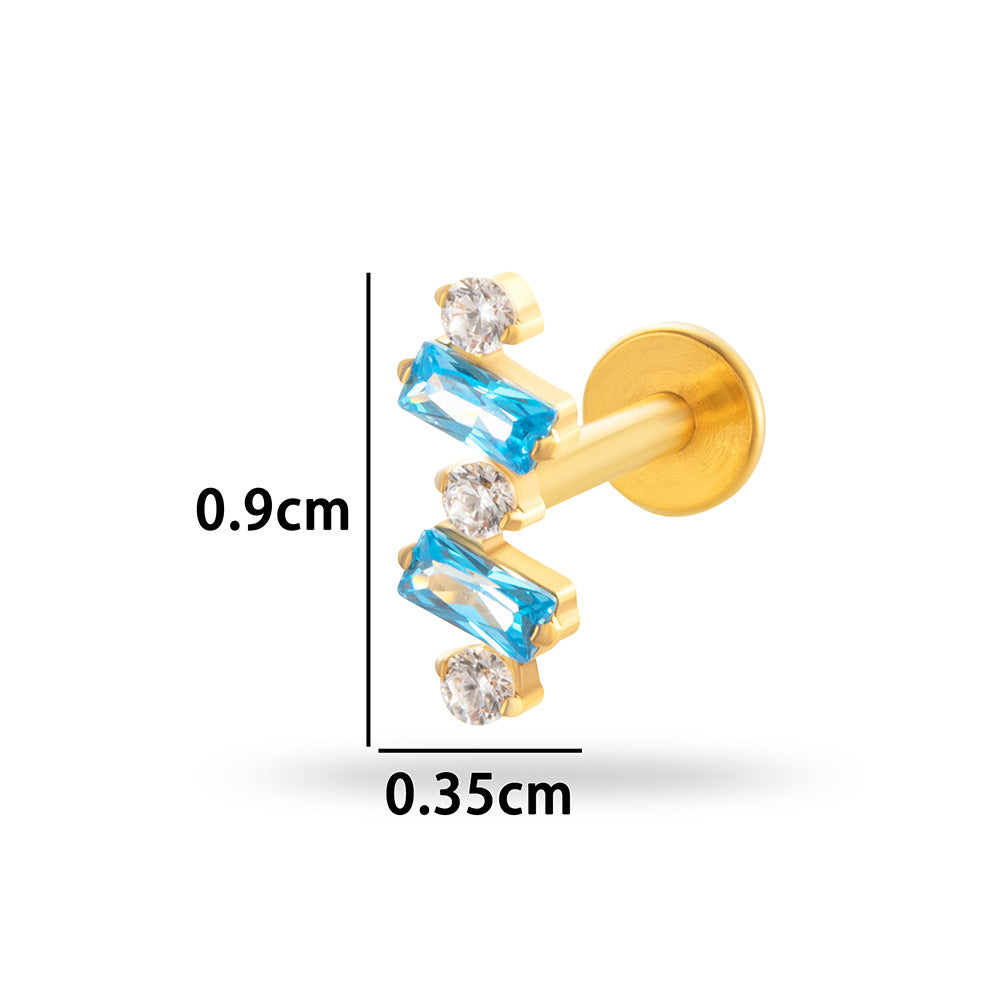 F136 Titanium Internally Threaded Zirconia Teardrop Cartilage Stud – Hypoallergenic Ear Piercing Jewelry