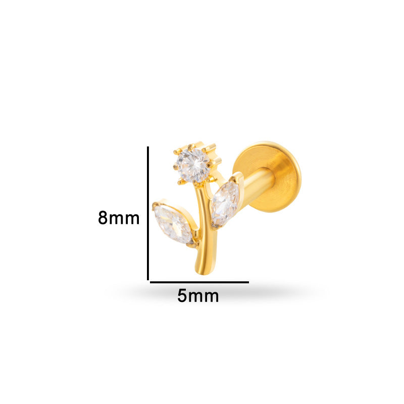 G23/F136 Titanium Zircon Lip & Cartilage Piercing Jewelry | Internally Threaded Studs | Fashionable & Hypoallergenic
