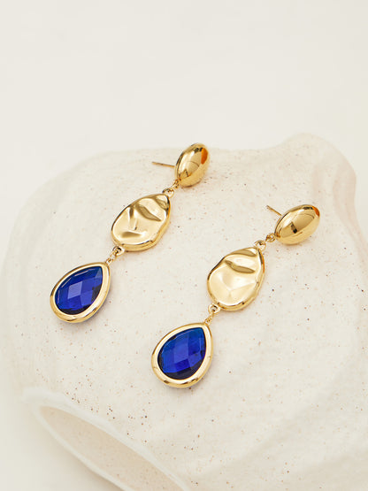 Sparkling Irregular Oval Glass Drop Earrings – Long Statement Waterdrop Jewelry for Women