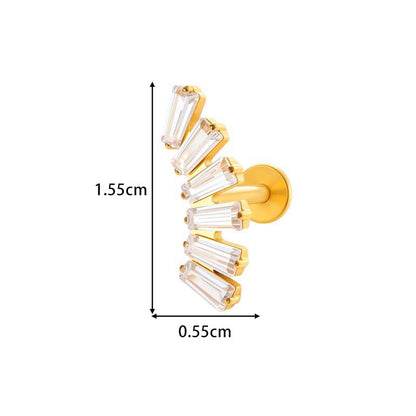 Titanium Screw‑In Flat‑Back Stud with Zircon – Hypoallergenic Piercing Jewelry