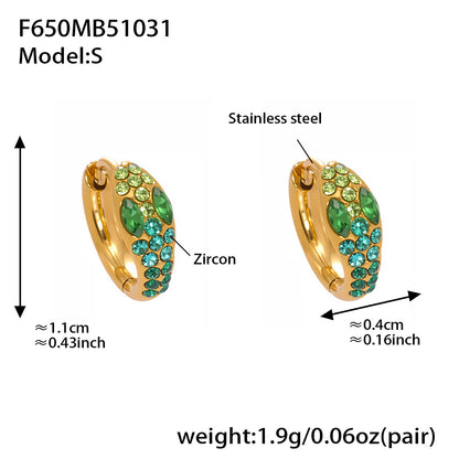 Colorful Zircon Snake Hoop Earrings | Stainless Steel Serpent Earrings Set – WANTI Jewelry
