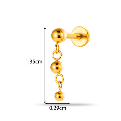 Implant Grade ASTM F136 Titanium Teardrop Moon Geometric Flat Back Stud | Internal Thread Labret | Cartilage, Helix, Lip Piercing Jewelry