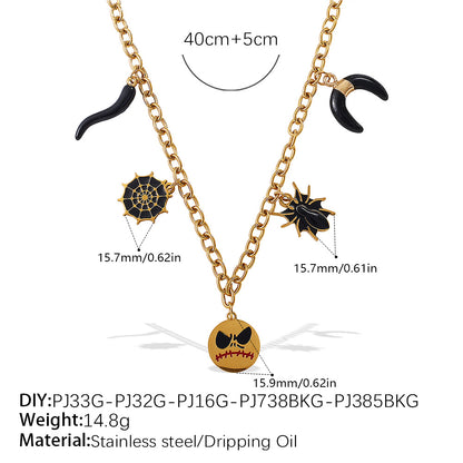 Holiday Collection – Gold Plated Stainless Steel Multishape Pendant Tassel Necklace | Halloween & Christmas Jewelry