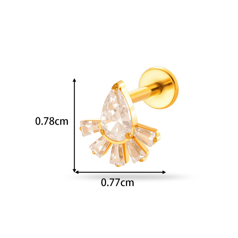 G23/F136 Titanium Zircon Piercing Studs | Internally Threaded Lip Labret & Cartilage Jewelry for Sensitive Skin