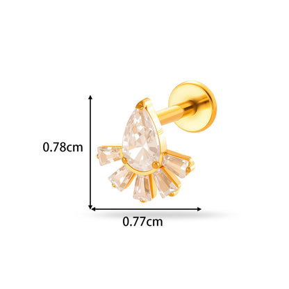 G23/F136 Titanium Zircon Piercing Studs | Internally Threaded Lip Labret & Cartilage Jewelry for Sensitive Skin