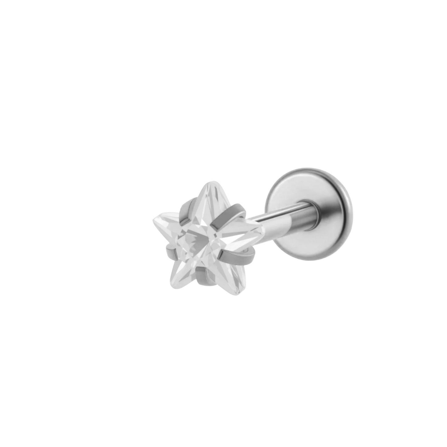 ASTM F136 Titanium 3MM CZ Internally Threaded Labret Stud – Heart, Star, Triangle, Square & Round Cartilage & Lip Piercing Jewelry