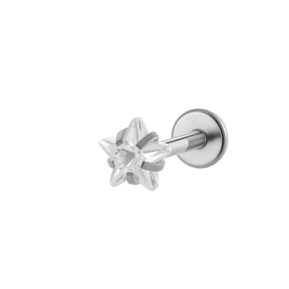 ASTM F136 Titanium 3MM CZ Internally Threaded Labret Stud – Heart, Star, Triangle, Square & Round Cartilage & Lip Piercing Jewelry