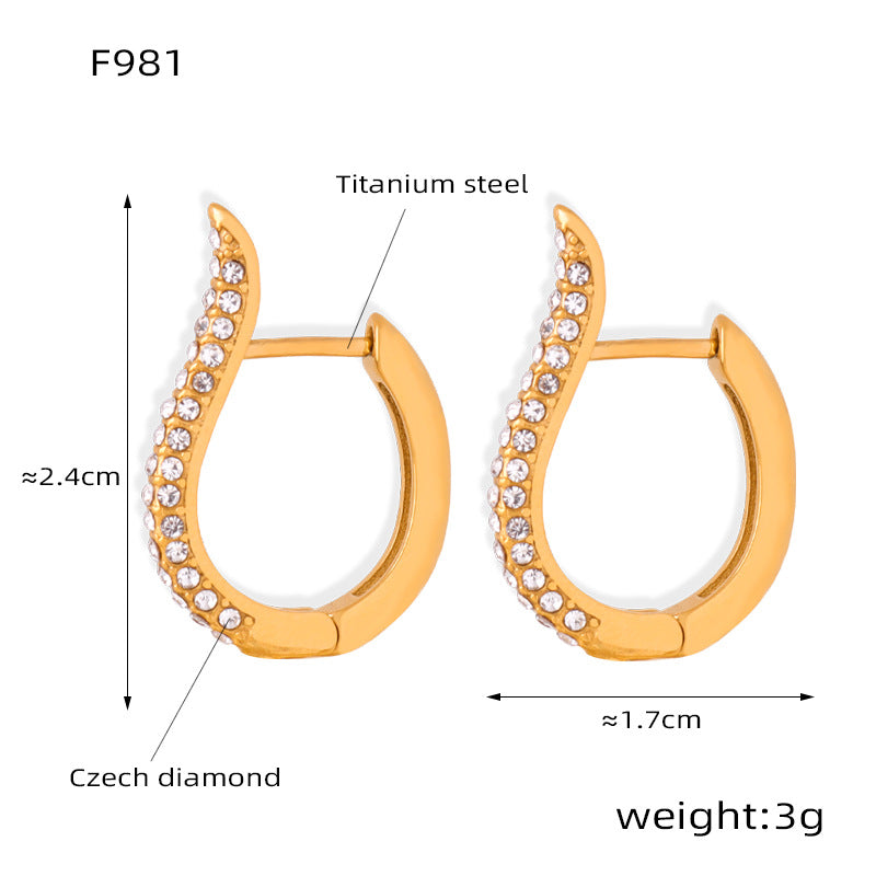 Stainless Steel Zircon Hoop Earrings Set | Modern Minimalist Sparkling Fashion Jewelry