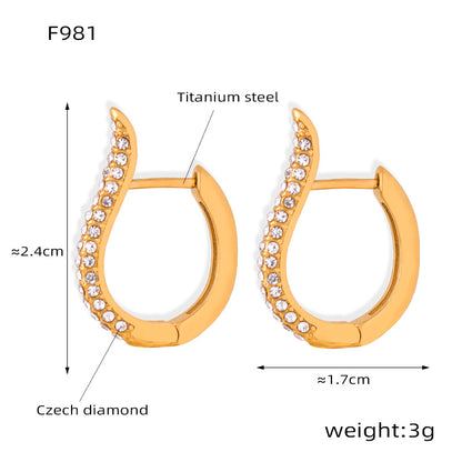 Stainless Steel Zircon Hoop Earrings Set | Modern Minimalist Sparkling Fashion Jewelry