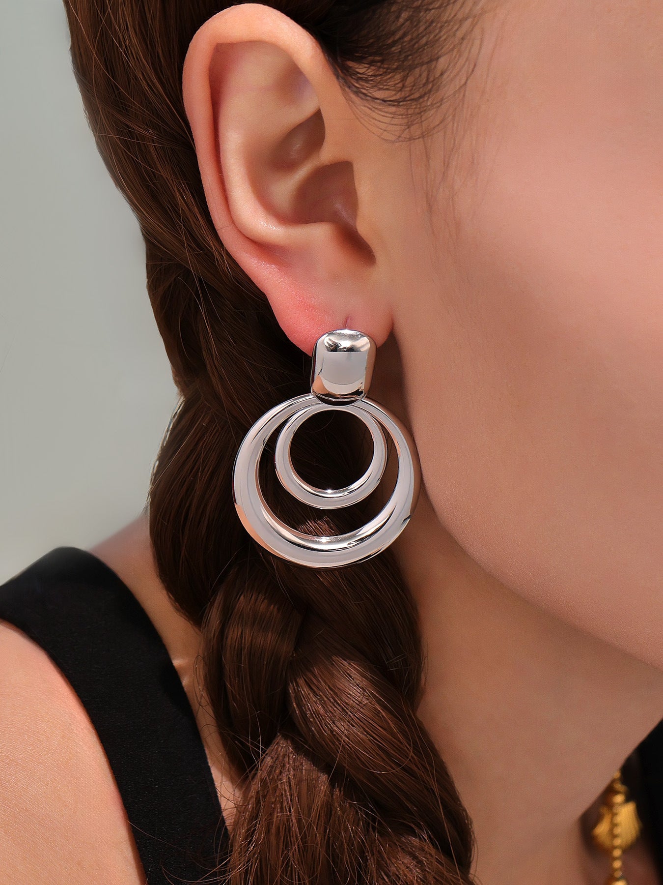 Geometric Multi-Layer Hoop Earrings Stainless Steel Statement Dangle Earrings – High Fashion Modern Jewelry | WANTI Jewelry