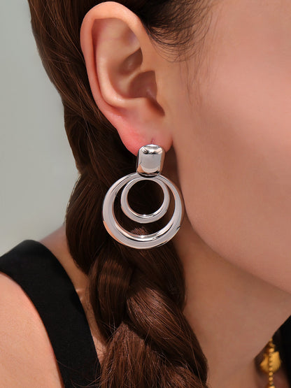 Geometric Multi-Layer Hoop Earrings Stainless Steel Statement Dangle Earrings – High Fashion Modern Jewelry | WANTI Jewelry