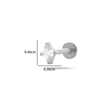 F136/G23 Titanium Zircon Push-Pin Labret & Cartilage Stud — Heart, Round, Star, Oval, Green/White/Champagne Marquise