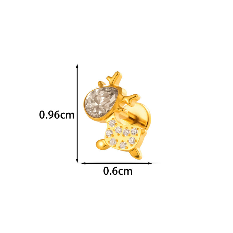 G23/F136 Titanium CZ Heart Flower Carousel Internal Thread Lip & Cartilage Stud | 10 Styles