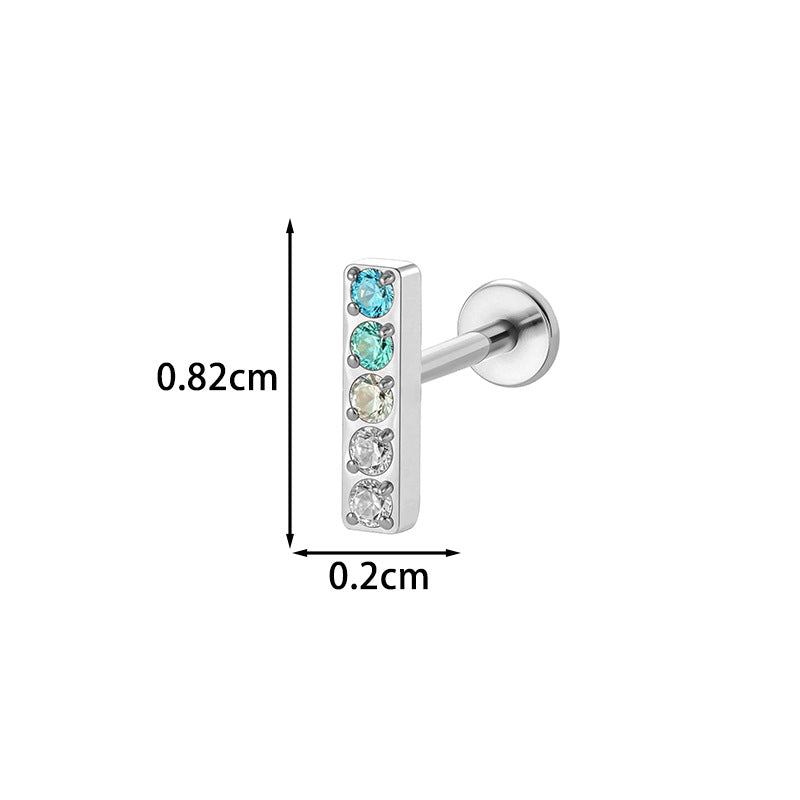 G23/F136 Titanium Colorful CZ Flower & Geometric Flat Back Labret Studs | Hypoallergenic Internally Threaded Piercing Jewelry for Ear, Lip, Cartilage