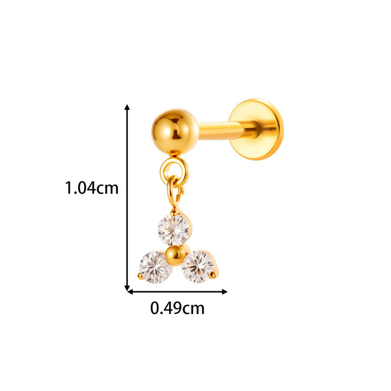 Implant Grade ASTM F136 Titanium Threadless Push Pin Sun Zircon Flat Back Stud | Geometric Helix Cartilage Tragus Lip Piercing Jewelry