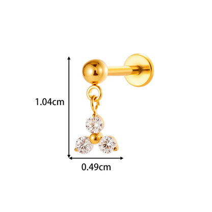 Implant Grade ASTM F136 Titanium Threadless Push Pin Sun Zircon Flat Back Stud | Geometric Helix Cartilage Tragus Lip Piercing Jewelry