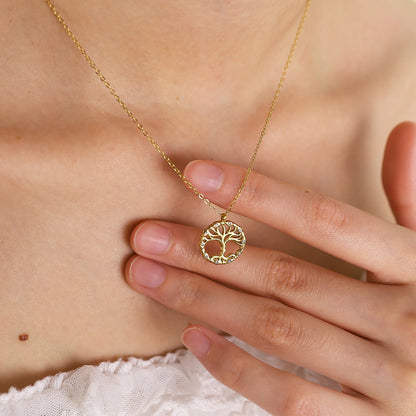 18K Gold Plated Stainless Steel Crystal Pendant Necklace | Heart, Star, Tree of Life & Leaf Designs | Elegant Gift Jewelry for Women