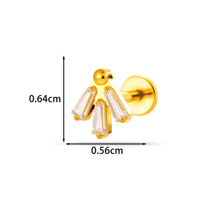 Implant Grade G23 ASTM F136 Titanium CZ Labret Stud | Internal Thread 16G Flat Back Lip & Cartilage Earring