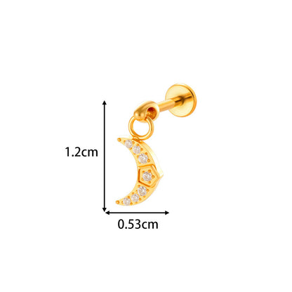 G23/F136 Titanium Internally Threaded Flat Back Lip Stud & Earring – Zircon Flower & Heart Dangle Piercing Jewelry for Women, Gold & Silver