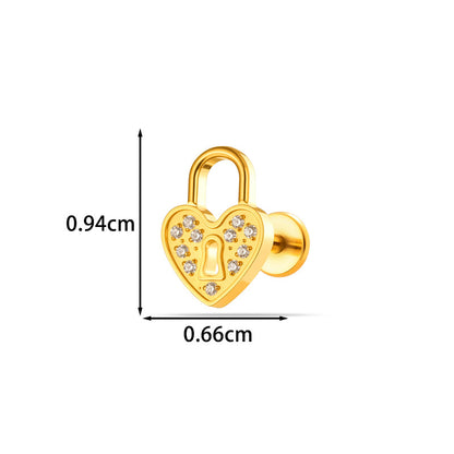 G23/F136 Titanium Internal Thread Lip & Cartilage Studs – Heart, Cross & 10 Classic Designs | Gold & Silver