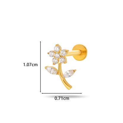 G23/F136 Titanium Flower Flat Back Labret Stud – 9 Designs | Hypoallergenic Cartilage Piercing Jewelry