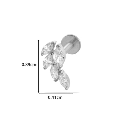 F136 Titanium Internally Threaded CZ Ear Stud – Music Note, Fan, Moon & Cluster Designs | Lip Labret Cartilage Piercing Jewelry