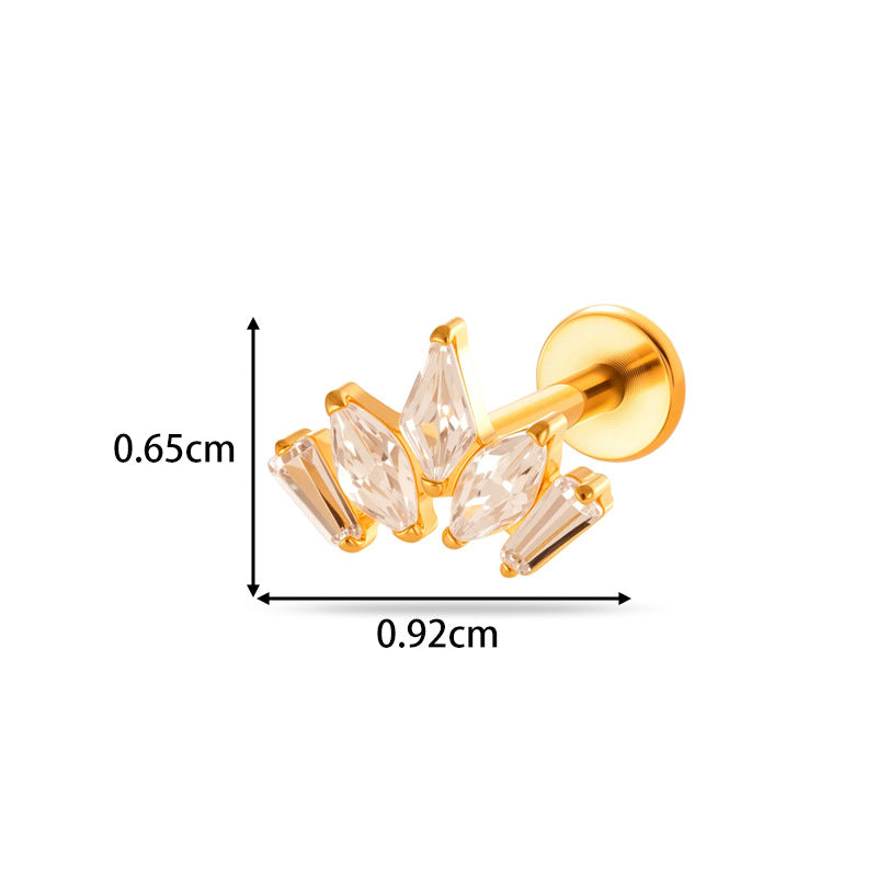 G23/F136 Titanium CZ Labret Studs | Internally Threaded Flat Back Lip & Cartilage Piercing Jewelry