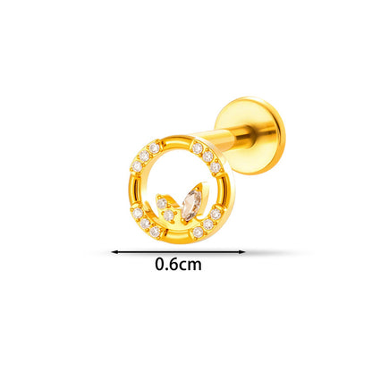 Implant Grade G23 ASTM F136 Titanium CZ Labret Stud | Internal Thread 16G Flat Back Lip & Cartilage Earring