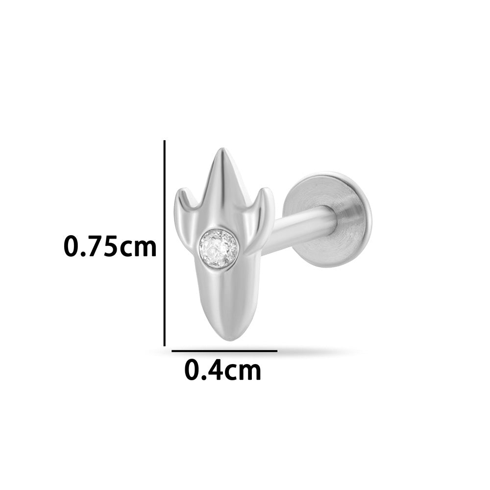 F136 Titanium Internally Threaded Cartilage Stud – Heart, Butterfly, Rocket, Bone, Smiley Face Designs | Hypoallergenic Piercing Jewelry