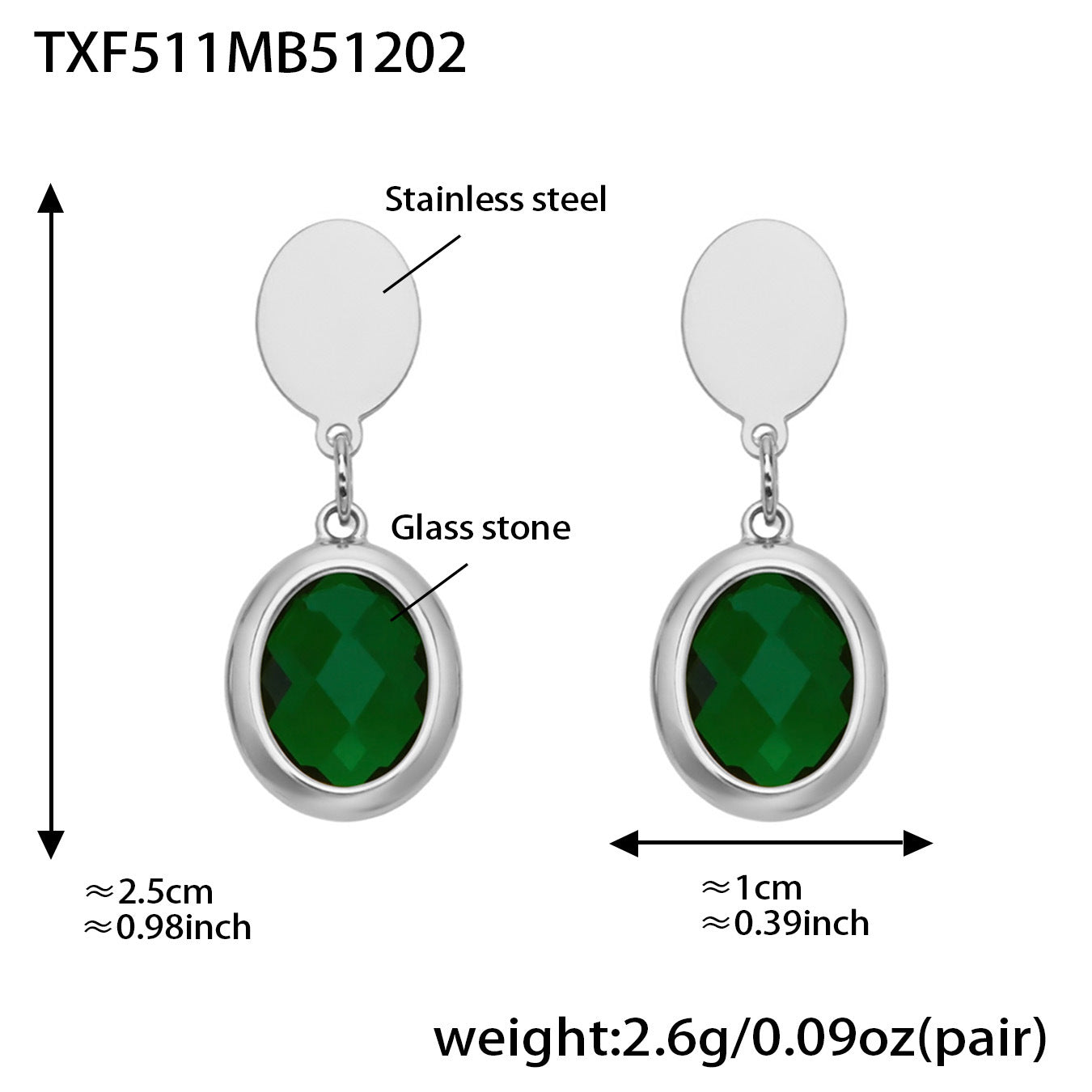 Candy Color Oval Glass Stone Necklace, Bracelet & Earrings Set – Stainless Steel | Fashion Jewelry | Colorful Minimalist Accessories