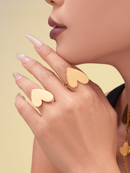 Stainless Steel Heart Sweater Chain Jewelry Set – Long Heart Necklace + Heart Earrings + Heart Ring | Fashion Gift Set