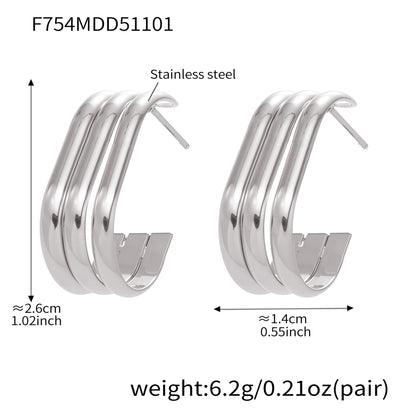 Twisted Multi-Strand Stainless Steel Hoop Earrings – Modern Geometric Fashion Jewelry Set