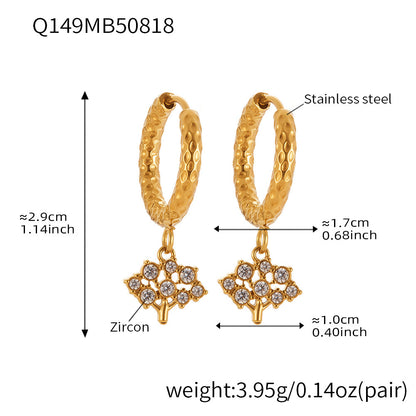 Stainless Steel Zircon Hoop Earrings Set – Creative Fashion Huggie Hoop Dangle Earrings | High-Quality Plated Jewelry