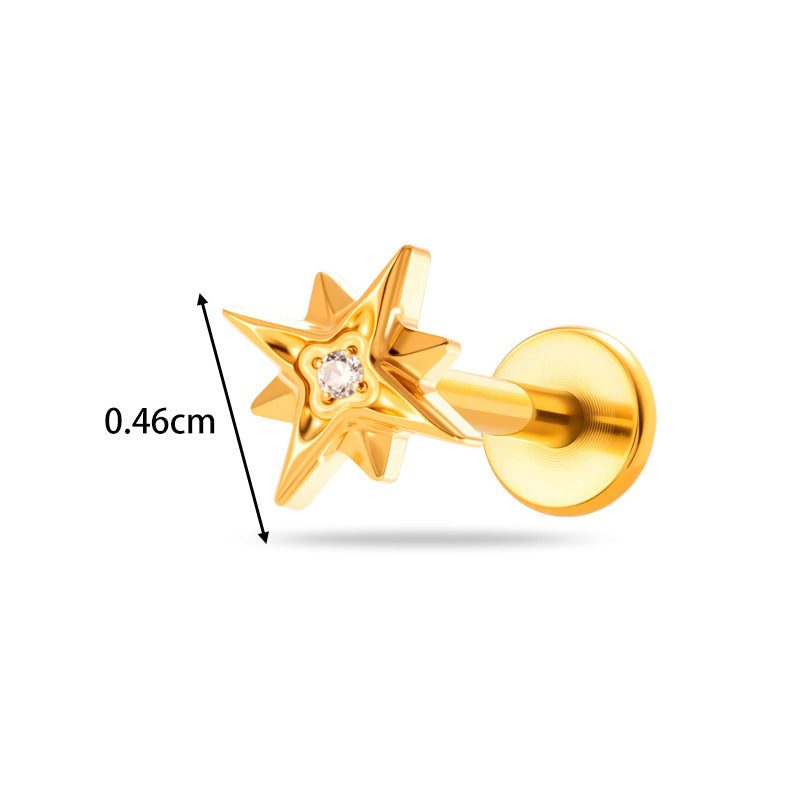 Implant Grade ASTM F136 Titanium Threadless Push Pin Zircon Flat Back Stud | Minimal Helix Cartilage Tragus Lip Piercing Jewelry