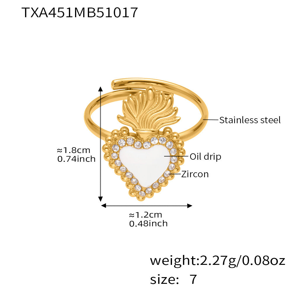 Stainless Steel Heart Jewelry Set – Zircon Heart Necklace, Earrings & Ring Set | Romantic Gift Set