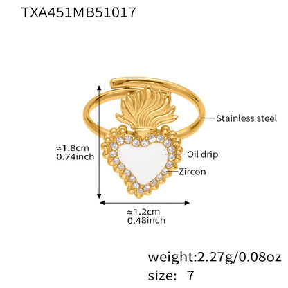 Stainless Steel Heart Jewelry Set – Zircon Heart Necklace, Earrings & Ring Set | Romantic Gift Set