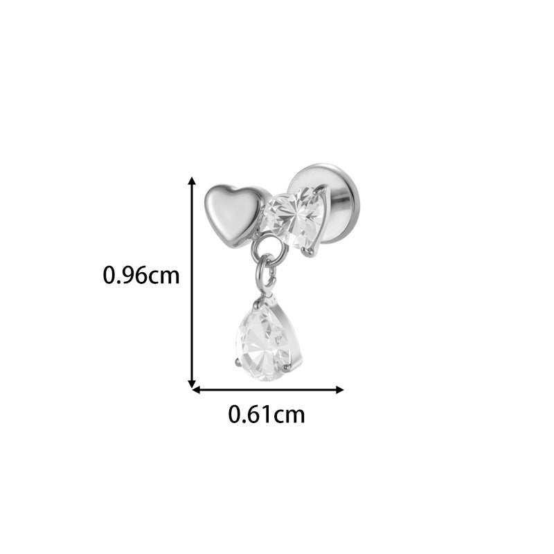 G23/F136 Titanium Star & Teardrop Dangle Flat Back Internally Threaded Labret Studs | Hypoallergenic Piercing Jewelry for Lip, Ear, Cartilage