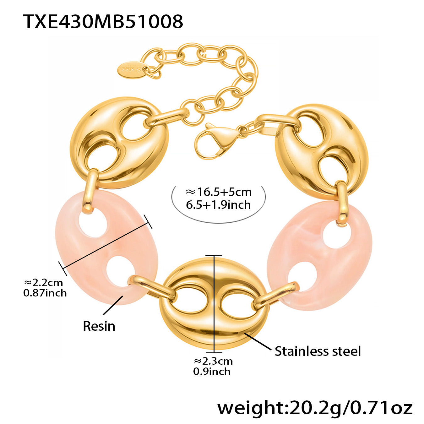 Colorful Resin Pig Nose Pendant Jewelry Set – Stainless Steel Necklace, Bracelet & Earrings | Trendy Chunky Chain Fashion Accessories