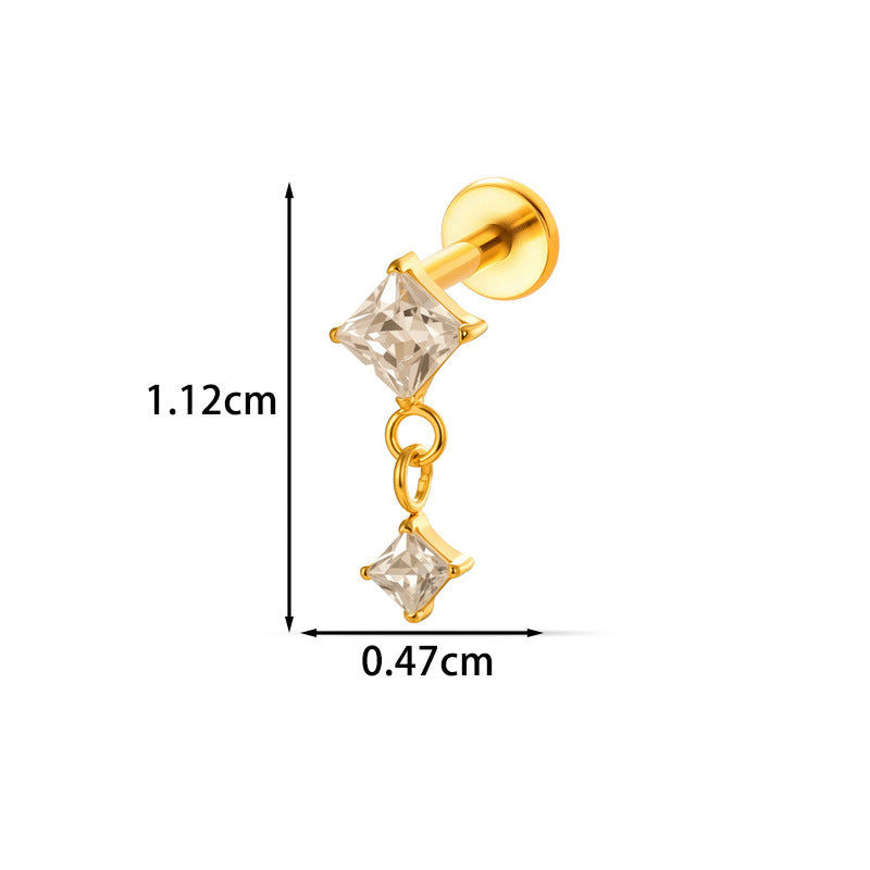 G23/F136 Titanium Internal Thread Lip & Cartilage Moon Stud