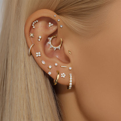 14K Yellow Gold Heart Stud – Dainty Earring for Cartilage or Lobe
