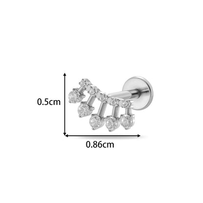 G23/F136 Titanium Heart & Snake Design Internally Threaded Lip Labret Studs | Zircon Piercing Jewelry for Cartilage, Helix, Tragus, and Lip