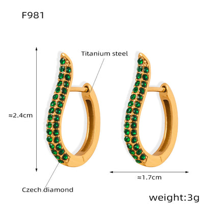 Stainless Steel Zircon Hoop Earrings Set | Modern Minimalist Sparkling Fashion Jewelry
