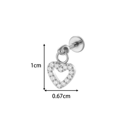 G23/F136 Titanium Internally Threaded Flat Back Lip Stud & Earring – Zircon Flower & Heart Dangle Piercing Jewelry for Women, Gold & Silver