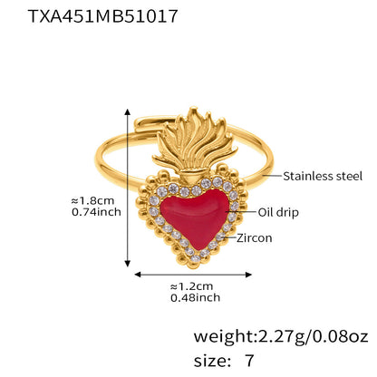 Stainless Steel Heart Jewelry Set – Zircon Heart Necklace, Earrings & Ring Set | Romantic Gift Set