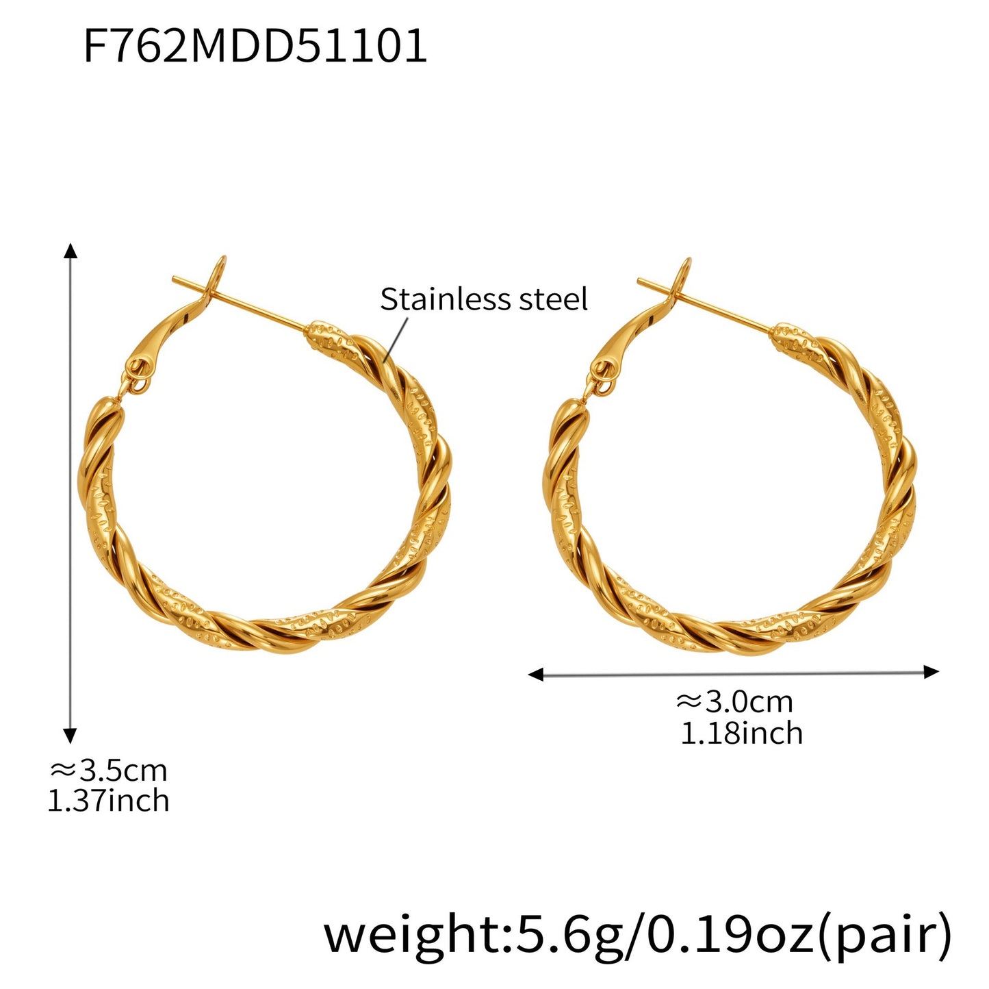 Twisted Multi-Strand Stainless Steel Hoop Earrings – Modern Geometric Fashion Jewelry Set